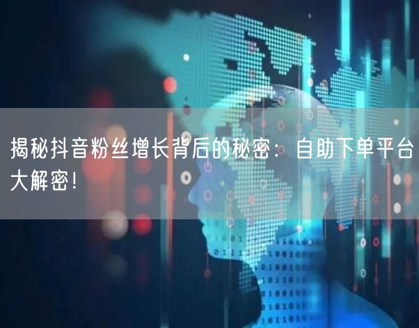 揭秘抖音粉丝增长背后的秘密：自助下单平台大解密！