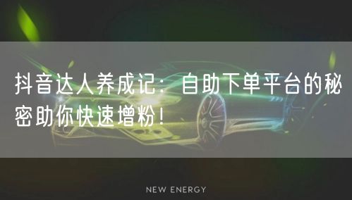 抖音达人养成记：自助下单平台的秘密助你快速增粉！