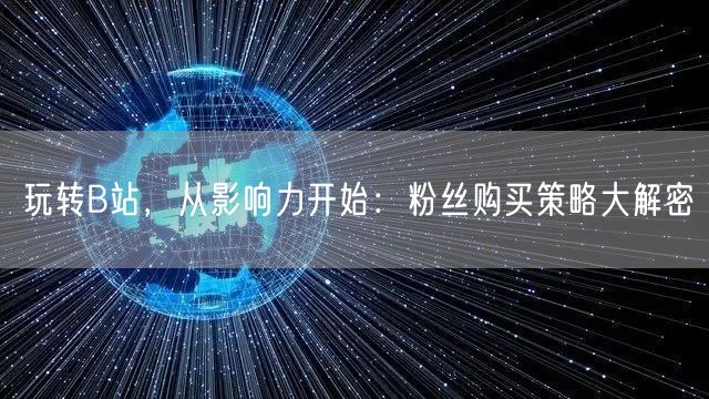 玩转B站，从影响力开始：粉丝购买策略大解密