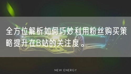 全方位解析如何巧妙利用粉丝购买策略提升在B站的关注度。