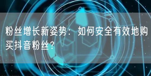 粉丝增长新姿势：如何安全有效地购买抖音粉丝？