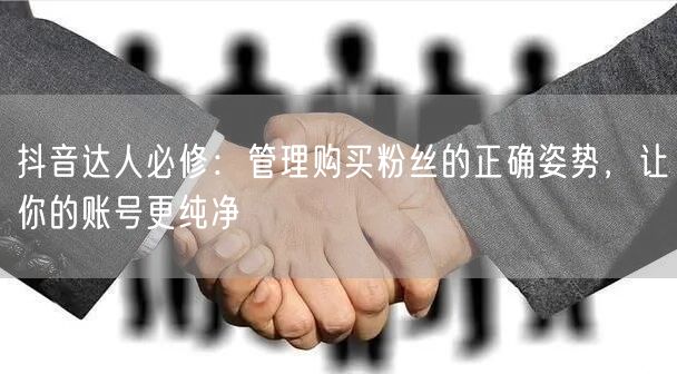 抖音达人必修：管理购买粉丝的正确姿势，让你的账号更纯净