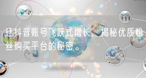 让抖音账号飞跃式增长，揭秘优质粉丝购买平台的秘密。