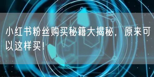 小红书粉丝购买秘籍大揭秘，原来可以这样买！