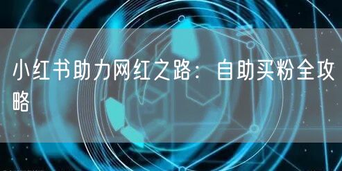 小红书助力网红之路：自助买粉全攻略
