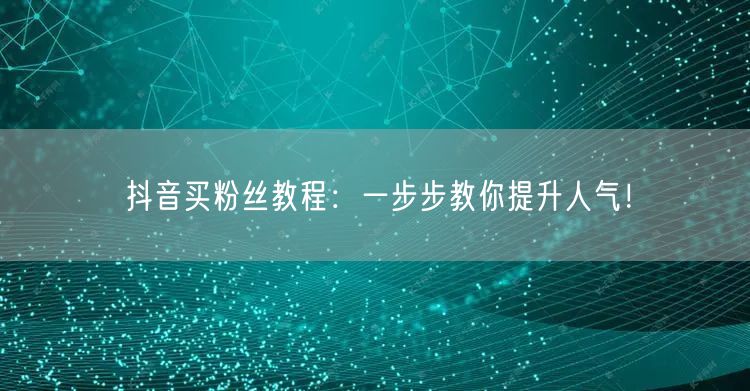 抖音买粉丝教程：一步步教你提升人气！